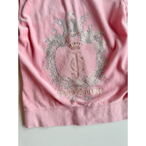 JUICY COUTURE Pink Cotton Velour Crystal Embellished Zip Up Hoodie, Size M - Picture 10 of 14